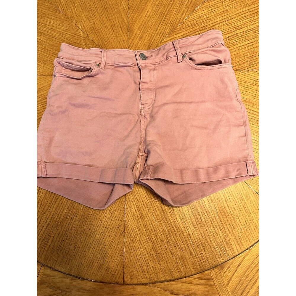 Pink Womens Mid rise Slim Shorts 29” Waist Cuffed Cotton Stretch 3.5” Inseam